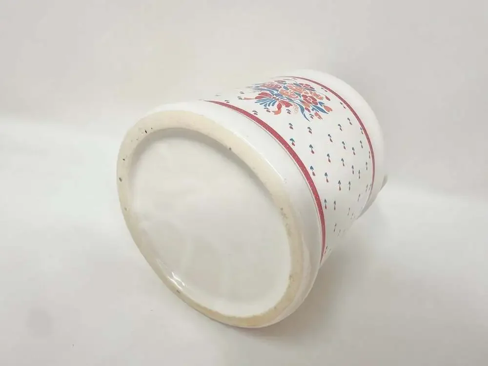 White Ceramic Vintage Milk Jug with Hand Painted Floral Cottagecore Design